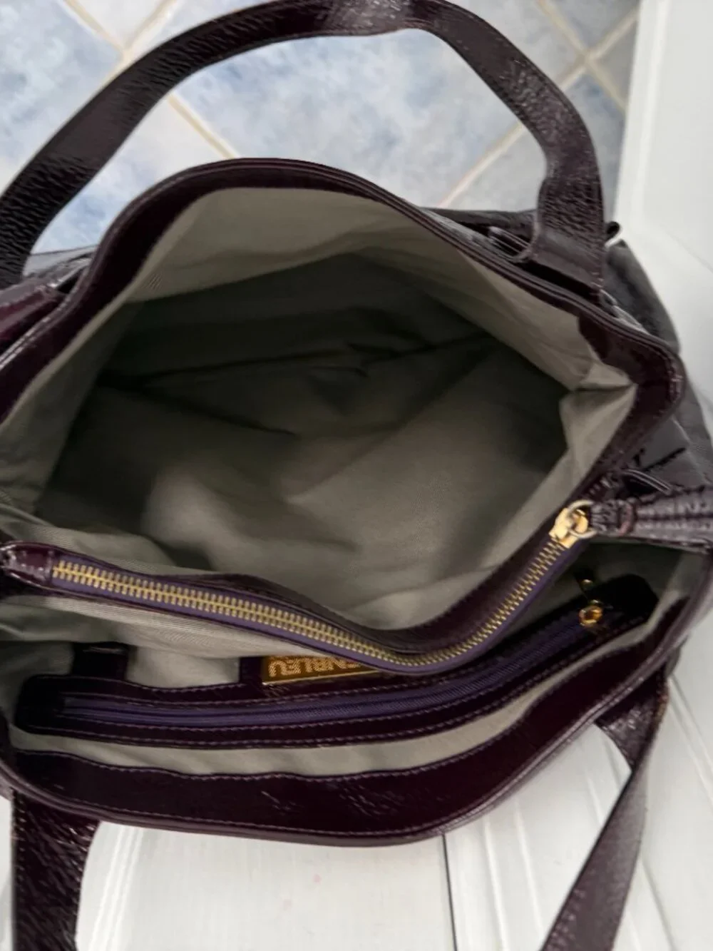 Goldenbleu Italian Plum Patent Leather Bag